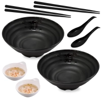 Kit Yakisoba com 2 Tigelas 1l / 21,5 Cm + 2 Molheiras + 2 Pares de Hashi + 2 Colheres