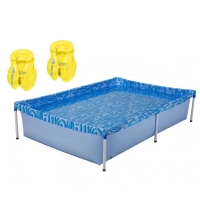 Kit Piscina de Armao Retangular Infantil 1000l + 2 Coletes Inflveis Infantil