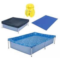 Kit Piscina 1000 Litros + Capa + Forro + Colete Inflvel Infantil