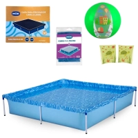 Kit Piscina 1500l + Capa e Forro Mor + Bola Verde + Boias de Brao Verde