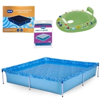 Kit Piscina 1500 Litros + Capa e Forro Mor + Boia Bote Fralda Verde