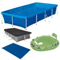 Piscina 3000 Lts Mor + Capa e Forro + Bote Inflvel Verde