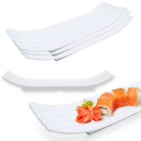 Kit 3 Travessas 36x12 Cm para Sushi em Melamina Premium Branca