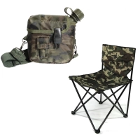 Kit Cadeira Dobrvel Camping e Pesca + Cantil 1,8 Lts