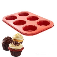 Forma para Cupcakes Color Vermelha 6 Cavidades