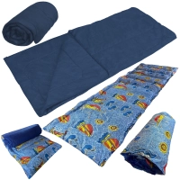 Saco de Dormir Camping + Colchonete Solteiro Estampado Azul