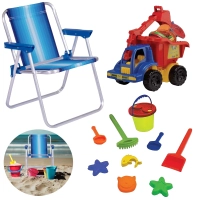 Kit Cadeira de Praia Infantil + Caminho Truck com Baldinho