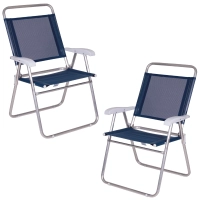 2 Cadeiras de Praia Dobrvel Alta Alumnio Master Plus Azul