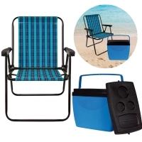 Kit Uma Cadeira de Praia Alta + Caixa Trmica Cooler 34 L