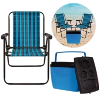 Kit Duas Cadeira de Praia Alta + Caixa Trmica Cooler 34 L