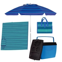 Kit Praia Guarda Sol + Esteira para Casal e Caixa Termica 34l