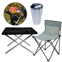 Kit Camping / Pesca com Mesa Porttil + Copo Trmico 473 Ml + Cadeira Dobrvel