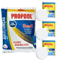 Cloro Granulado Propool 1kg Clarificante e Algisttico + 3 Pastilhas 5 em 1
