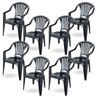 Kit 8 Cadeiras Poltrona Preta em Plstico Suporta At 156 Kg Arqplast
