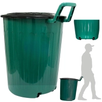 Cesto de Lixo Lixeira Grande Verde com Tampa Preta e Rodas 100 Litros