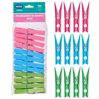 Prendedor de Roupa / Pregador Maxi Kit com 12 Unidades Coloridas Lavanderia Mor