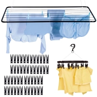 Kit Varal de Teto 120 Cm + Kit Instalao + Mini Varal Oval Roupa Intima + 72 Pregadores