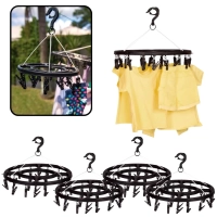 Kit 4 Mini Varais Redondos Preto com 96 Pregadores e Gancho Preto Mor / Varal Roupa Intima e Meias