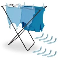 Kit Varal Cho Preto Ao 75 Cm Slim + 8 Protetores de Varais Apartamento Lavanderia Mor