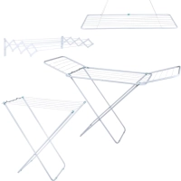 Kit Varal de Teto 120 Cm Branco + Varal Sanfonado 1 M + Varais de Cho (com Abas e Sem) para Lavanderia