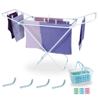 Kit Varal Branco com Abas 1,43 M + 1 Cesta + 60 Grampos + 4 Protetores de Varal
