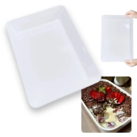 Travessa Prato 30 Cm Retangular para Buffet Restaurante Cozinha Melamina Premium Resistente Branca