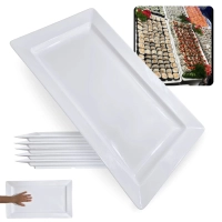 Kit 5 Travessas 56 Cm Retangular para Buffet Sushi Restaurante Melamina Premium