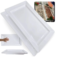 Kit 2 Travessas 56 Cm Retangular para Buffet Restaurante Sushi em Melamina Premium