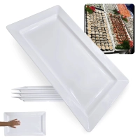 Kit 3 Travessas 56 Cm Retangular para Buffet Restaurante Sushi em Melamina Premium