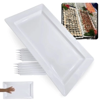 Kit 10 Travessas 56 Cm Retangular para Buffet Restaurante Sushi em Melamina Premium