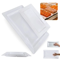 Kit 2 Travessas Retangulares Tam 44,5 Cm e 56 Cm para Restaurante Buffet Sushi em Melamina