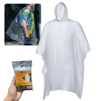 Poncho Capa de Chuva com Capuz Impermevel para Emergencia Adulto em Pvc Transparente Camping e Pesca