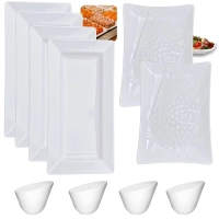 Kit 4 Travessas Grandes de 44,5 Cm + 2 Travessas Fruteira 37,3 Cm + 4 Tigelas Ovais de 500 Ml