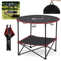 Mesa de Camping Pesca Dobrvel Porttil Lua em Ao com 4 Porta Copos e Fcil Montagem Ntk