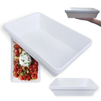 Travessa Tigela 22,5 Cm Retangular para Buffet Restaurante Cozinha Melamina Premium Resistente Branca