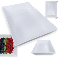 Travessa 44,7 Cm Retangular Funda para Buffet Restaurante Melamina Premium Branca