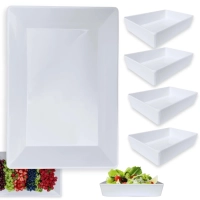 Kit Travessa 49 Cm Retangular Funda para Buffet + 4 Travessas Onduladas 25,3 Cm Melamina / Plstico