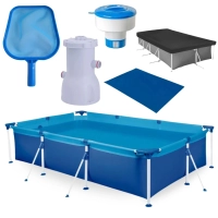 Kit Piscina 3700 Litros em Ao + Filtro 110v Mor + Peneira + Flutuador + Forro + Capa