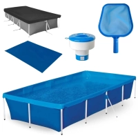 Kit Piscina 3000 Litros Estrutural em A�o Mor + Peneira + Flutuador + Capa e Forro