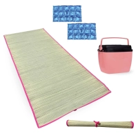 Kit Esteira de Praia Palha 1,80 M X 70 Cm + Caixa Trmica 18 L Rosa + 2 Blocos de Gelo Reutilizvel