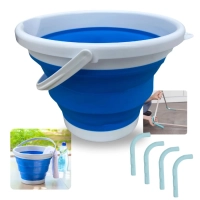 Kit Balde Dobrvel Retrtil 10 Lts Compacto + Kit 8 Protetores para Varal Evita Marcas de Arranho