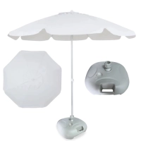 Kit Guarda Sol Branco 1,60m em Bagum e Aluminio + Base Branca 21kg Jardim e Piscina