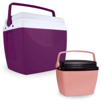 Kit Caixa Trmica 34 Litros Cor Aai + Caixa Trmica Rosa Pssego 6 Litros Mor com Ala