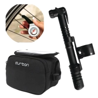 Kit Bolsa para Bicicleta com Touch Screen para Celular + Manmetro e Bomba de Ar para Bicicleta