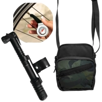 Kit Bolsa Pequena Transversal Camuflada Conquista + Manmetro e Bomba de Ar para Bicicleta