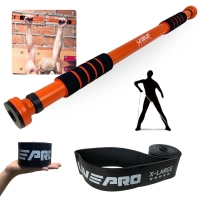 Kit Barra para Porta Adaptvel Sob Presso 65cm a 95cm + Faixa Elstica Super Band Extensor Super Forte