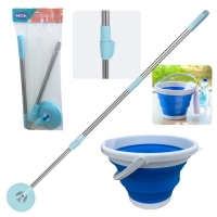 Kit Reposio Cabo Extensor Giratrio para Mop Pocket Limpeza Prtica Mor + Balde Dobrvel 10 Litros