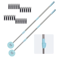 Kit Reposio 2 Cabos Extensores Giratrios para Mop Pocket Mor + 24 Prendedores de Roupa Pretos