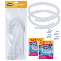 Kit Mangueira 32mm + Abraadeira para Bomba Filtro Mor + 2 Tratamentos Semanais Oxigenco