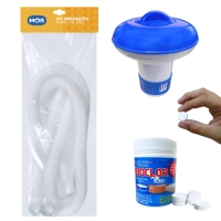 Kit Mangueira 32mm + Abraadeira Reposio Filtro Mor + Mini Clorador Kala + 50 Mini Pastilhas de Cloro 2g